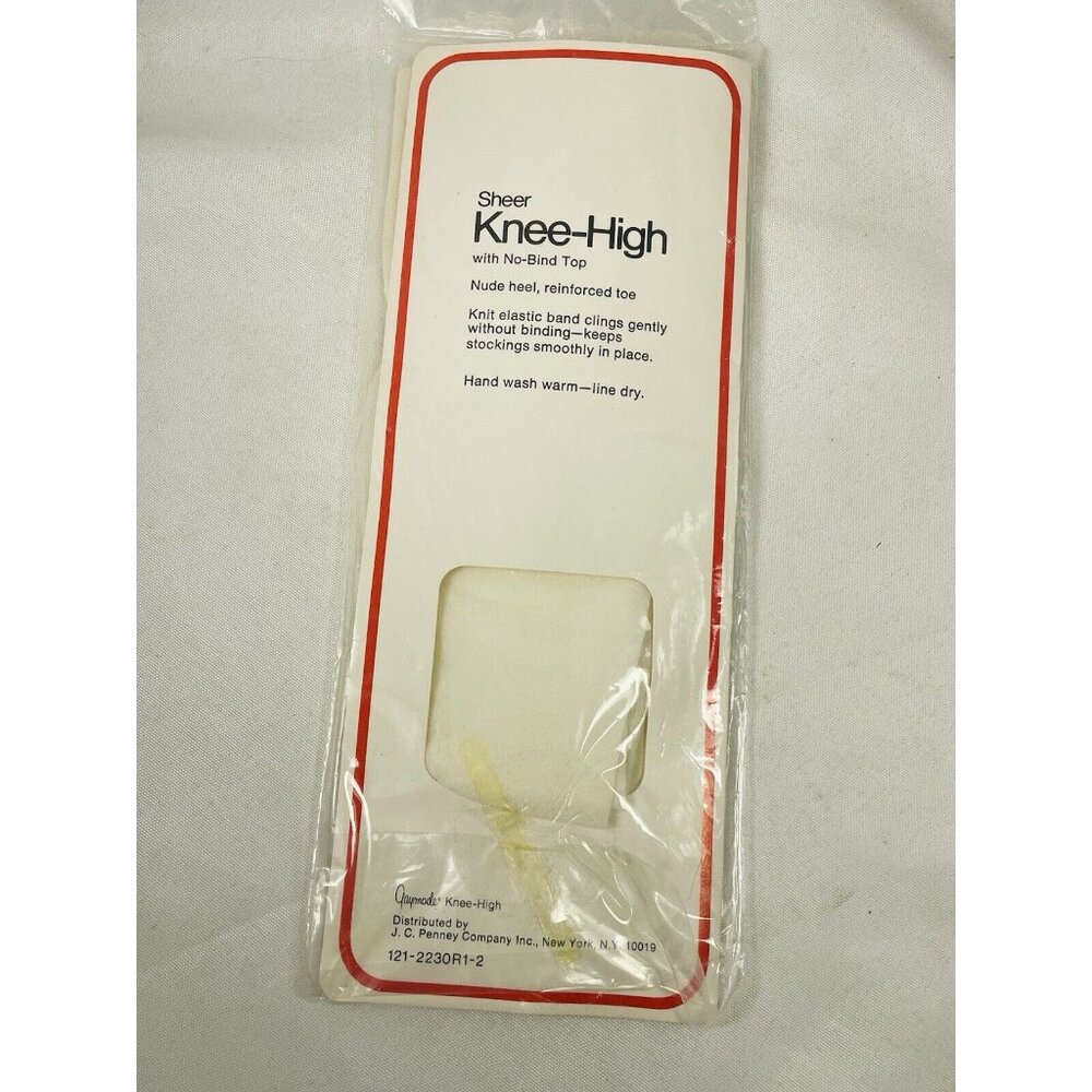 JC PENNEY Sheer White 8.5-11 Knee Highs Hi Nylons Women’s Gaymade Vintage - Picture 5 of 6